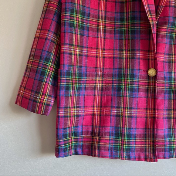 Vintage Ziba Vibrant Pink Plaid Blazer - Picture 5 of 13